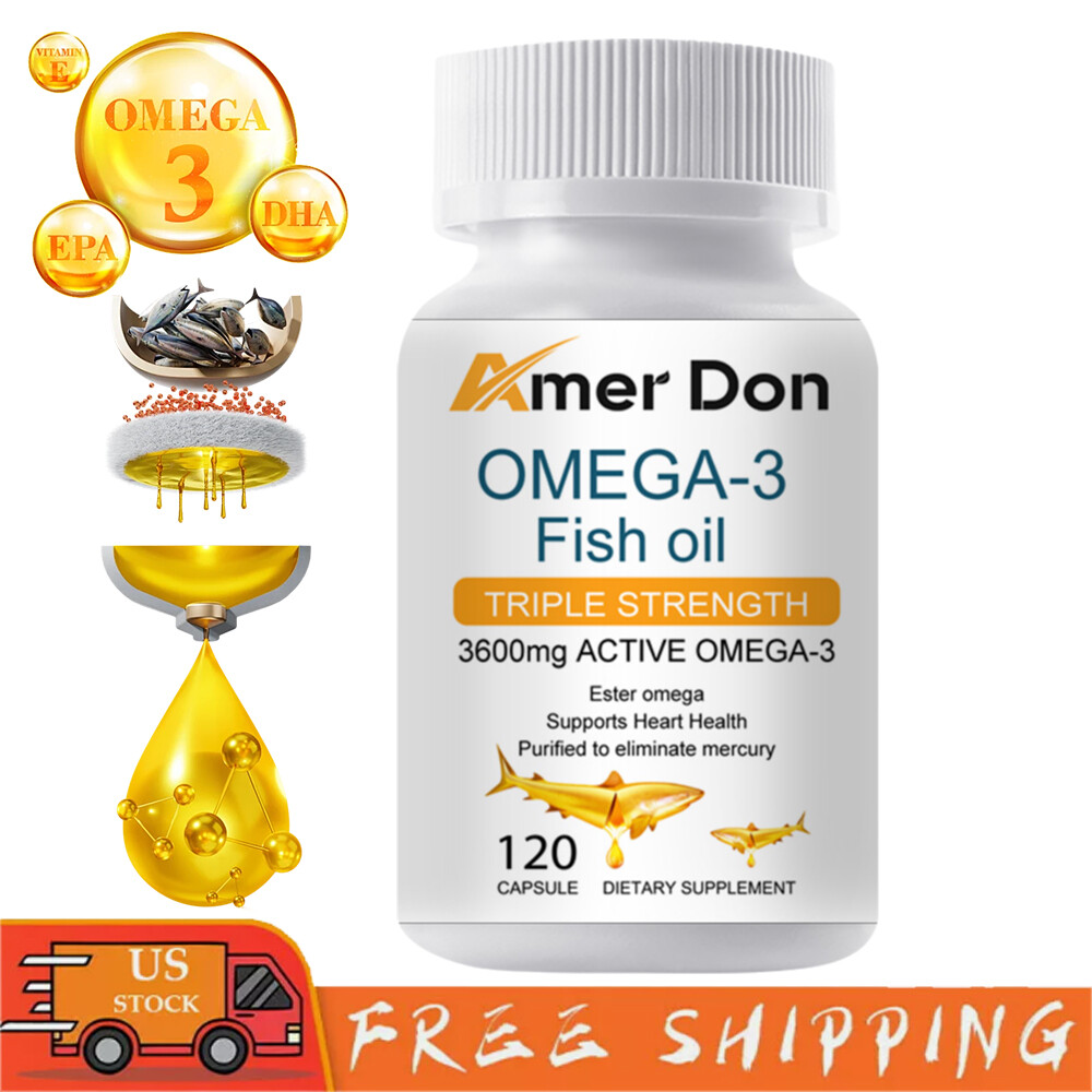 120ct Omega 3 Fish Oil Capsules 3600mg EPA DHA 3x Strength High Potency