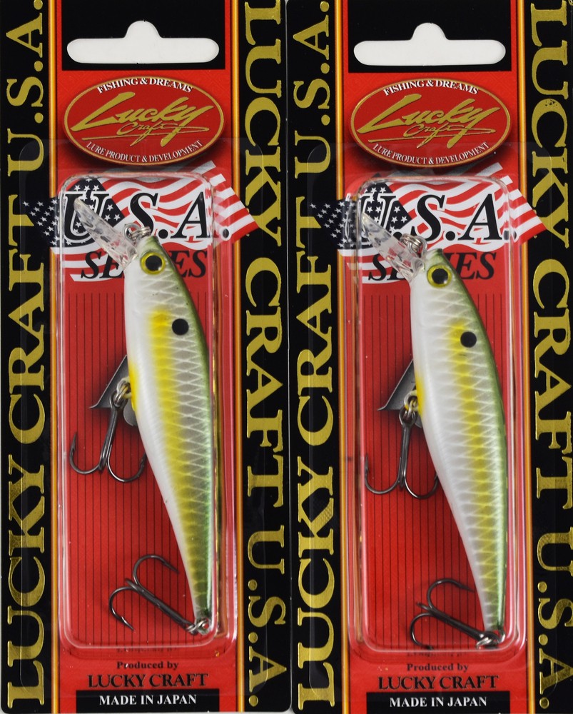 (LOT OF 2) LUCKY CRAFT POINTER 78SP 3/8OZ PT78SP-159 GREEN SEXY H2220