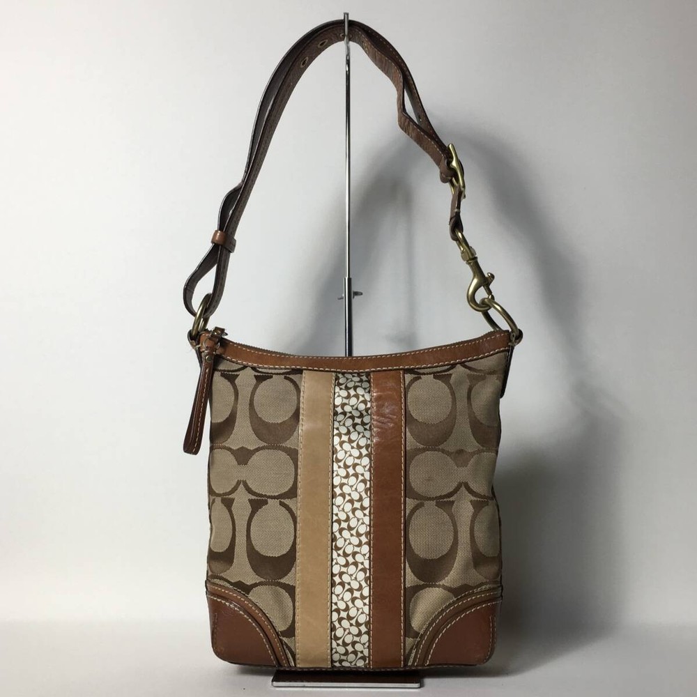 Coach 75B212 Signature Brown Leather Shoulder Bag