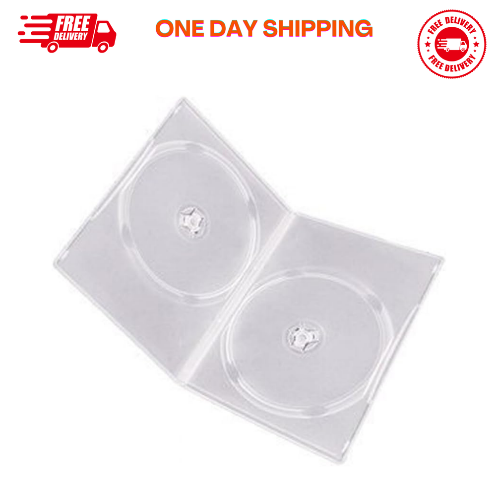 Maxtek 7mm Slim Clear Double CD/DVD Case, 50 Pieces Pack. (2 Discs