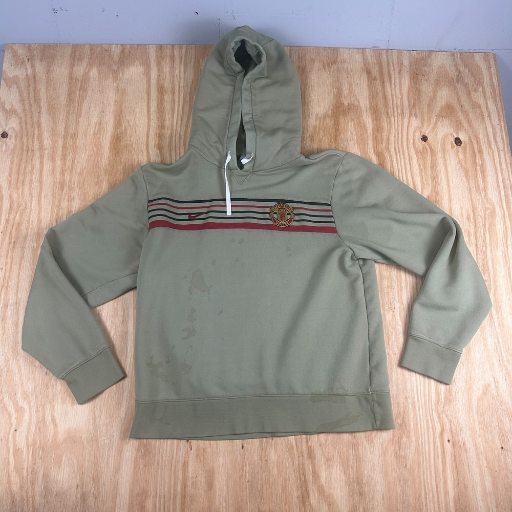 VTG Nike Silver Tag Manchester United Hoodie Sweatshirt Causal Men's L Green Y2K