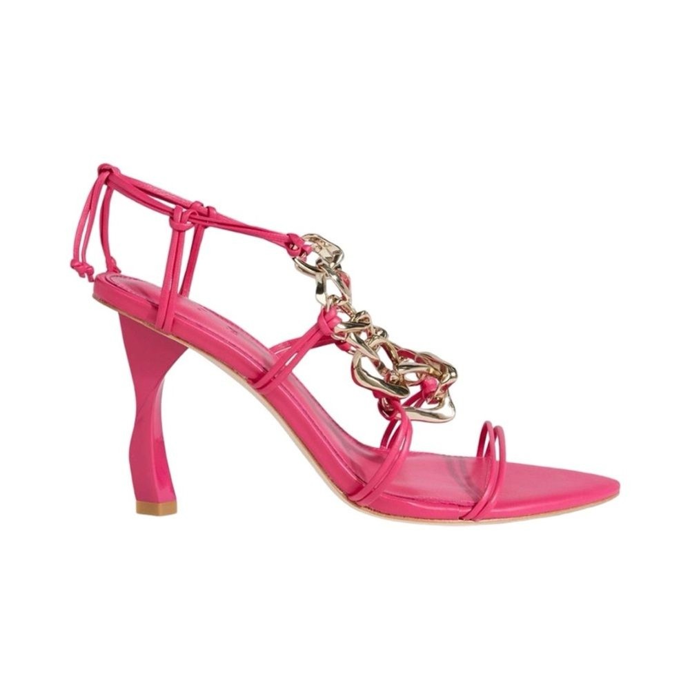 NEW AJE Astrid Chain-embellished Leather Sandals In Fuchsia Sz 39