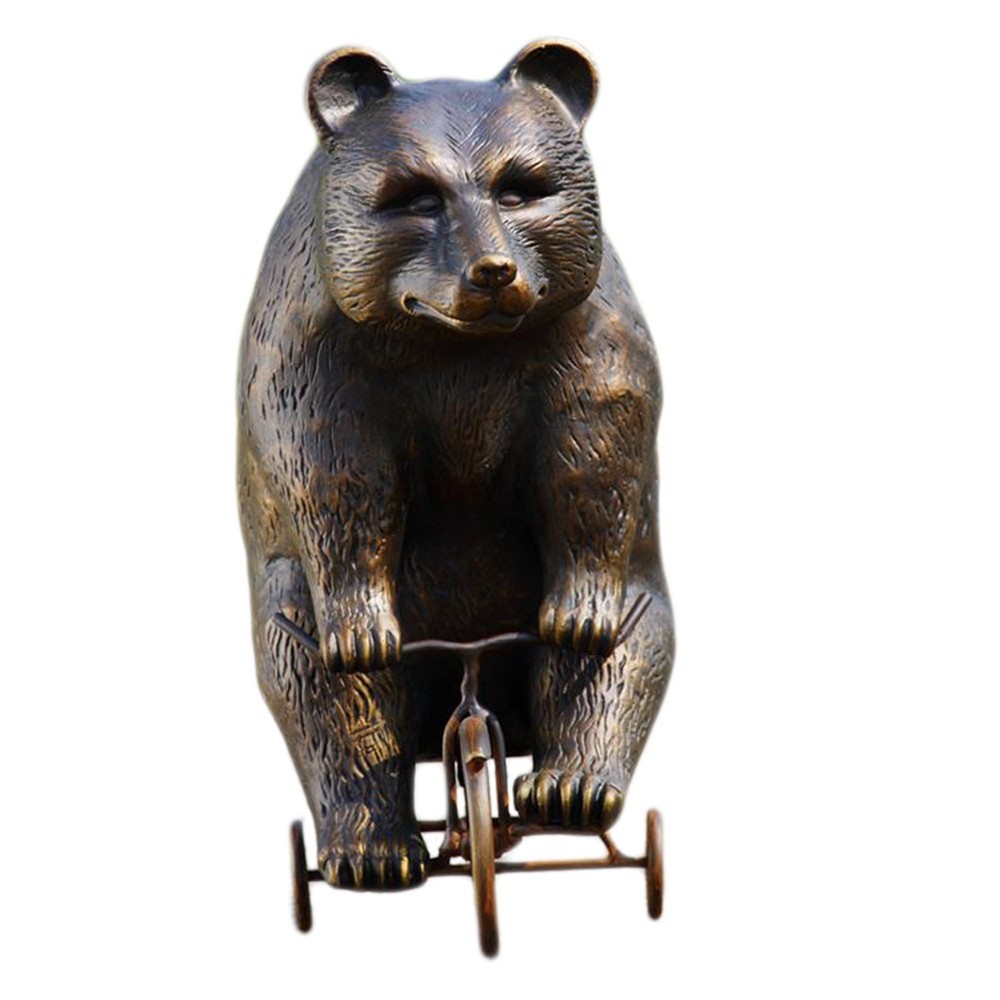 Adorable Big Bear Riding Tiny Trike Metal Yard Art Sculpture