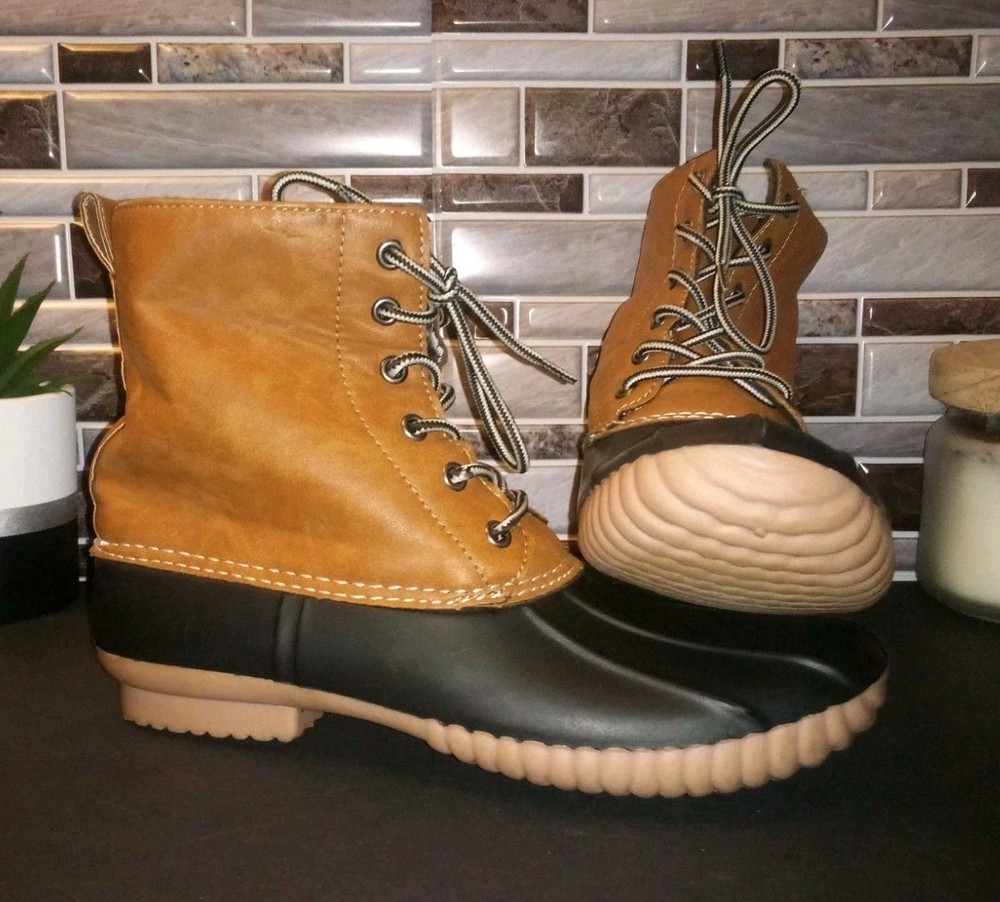 Report Upton Duck Boots Womens 9.5 Brown Insulated Waterproof Wool Flannel Lined