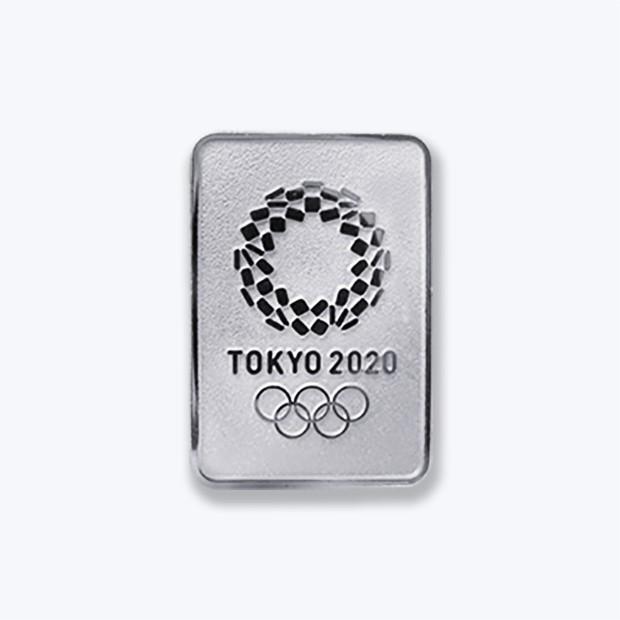 Official Product Tokyo 2020 Olympic Emblem Pin Badge Silver Square Officially Li