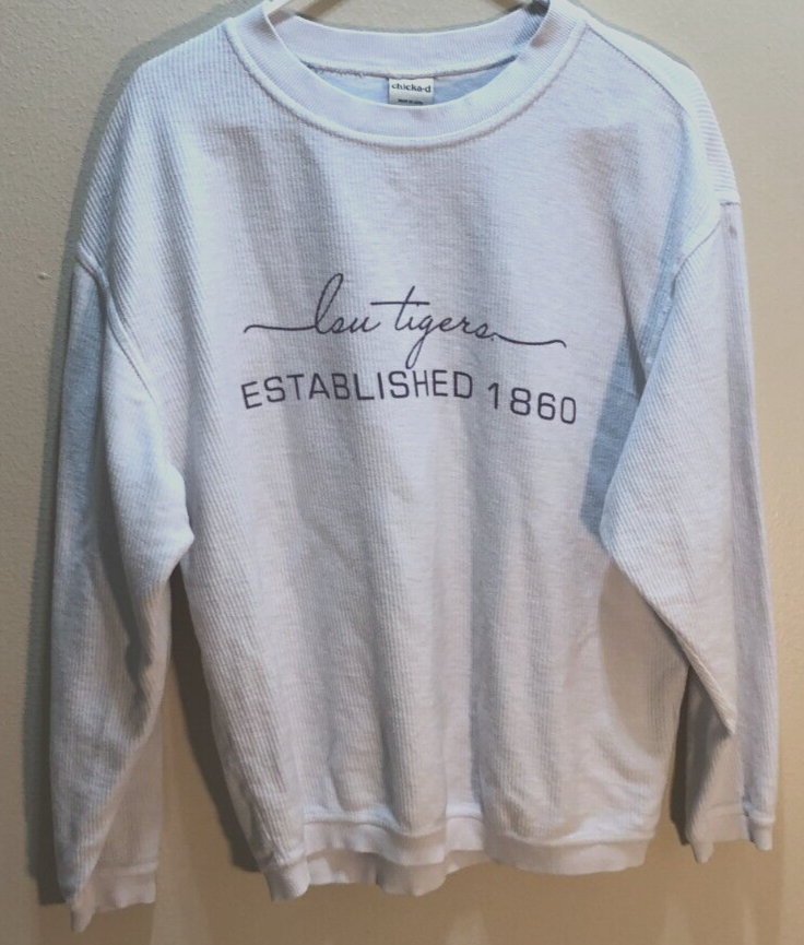 Vintage LSU Tigers NCAA Women's Pullover Hoodie Est 1860 Off White