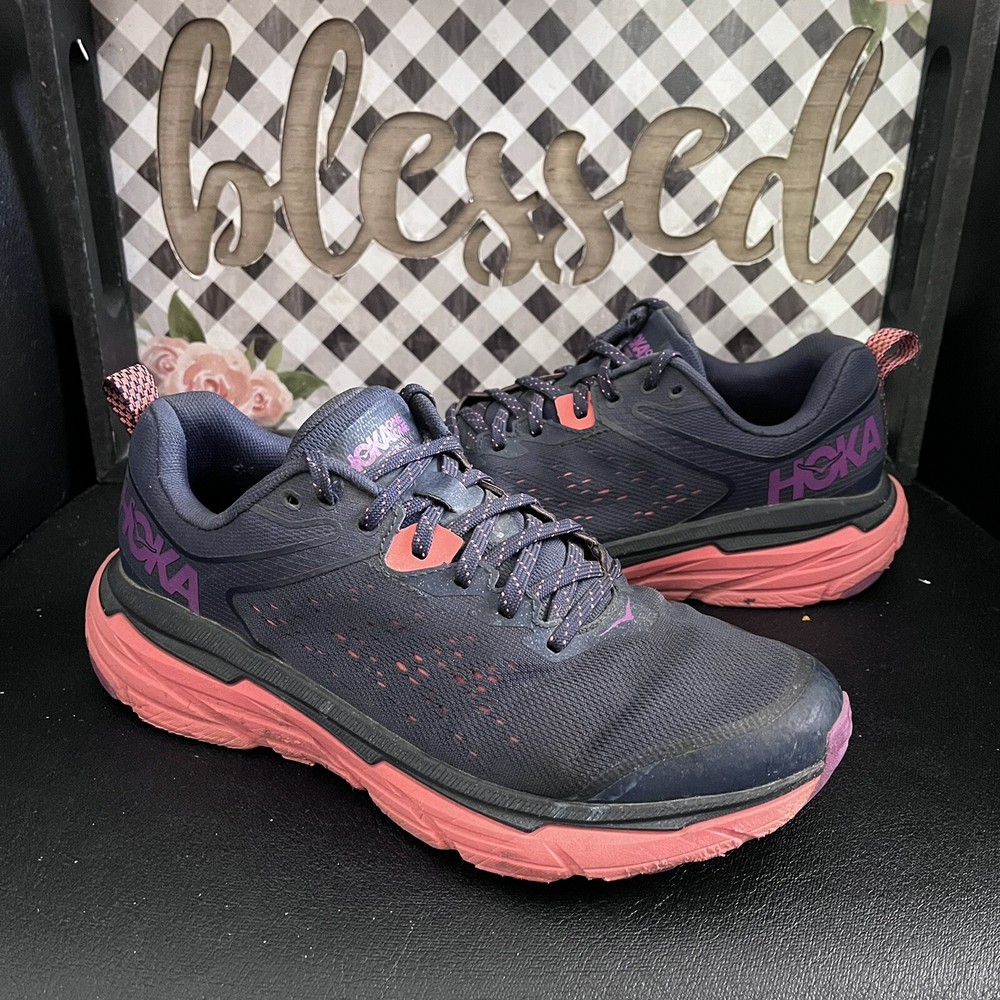 Hoka One One Challenger ATR 6 Black Iris Coral Womens Trail Running Shoes Size 8.5 B