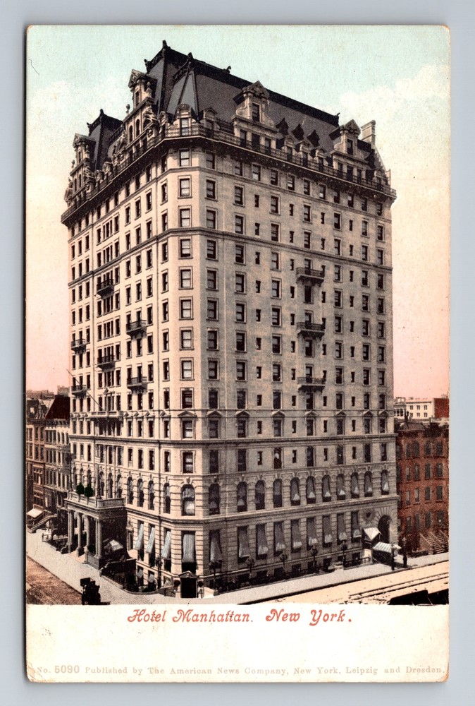 New York City NY, Hotel Manhattan, Souvenir, Antique Vintage c1905 Postcard