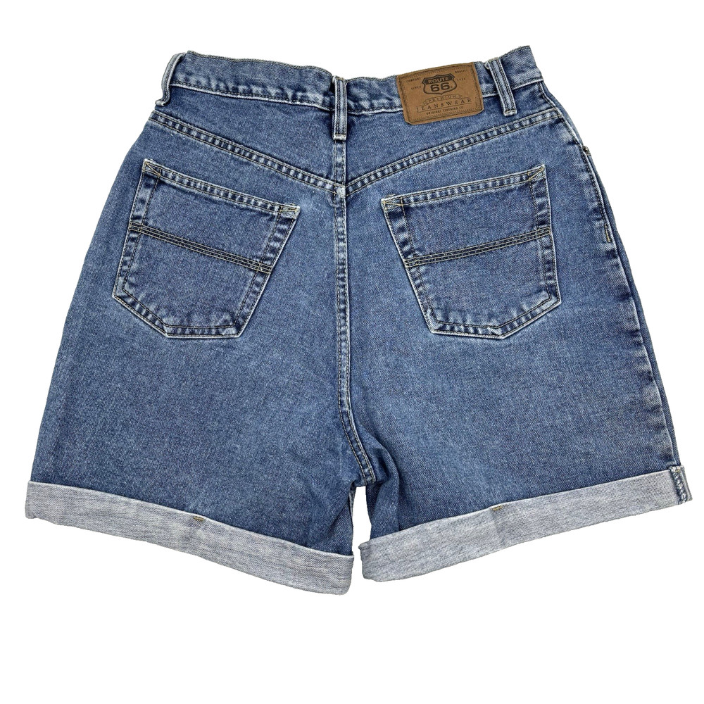 Vintage 90s Route 66 Med Wash High Rise Cuffed Hem Denim Mom Shorts 11/12 27x5