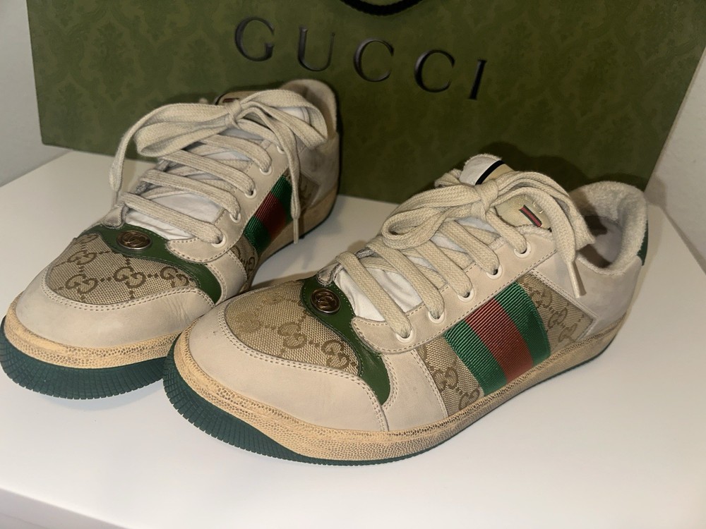 GUCCI Screener GG Distressed Leather Sneakers for Men Size 10 UK 10.5-11 US $1020