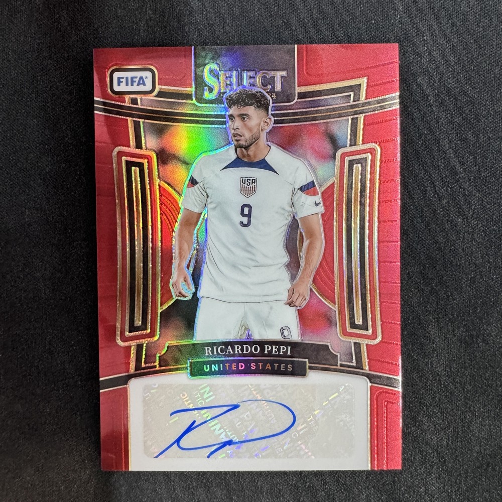 Ricardo Pepi 2023-24 Panini Select FIFA Signatures Auto Red Refractor USA -vi