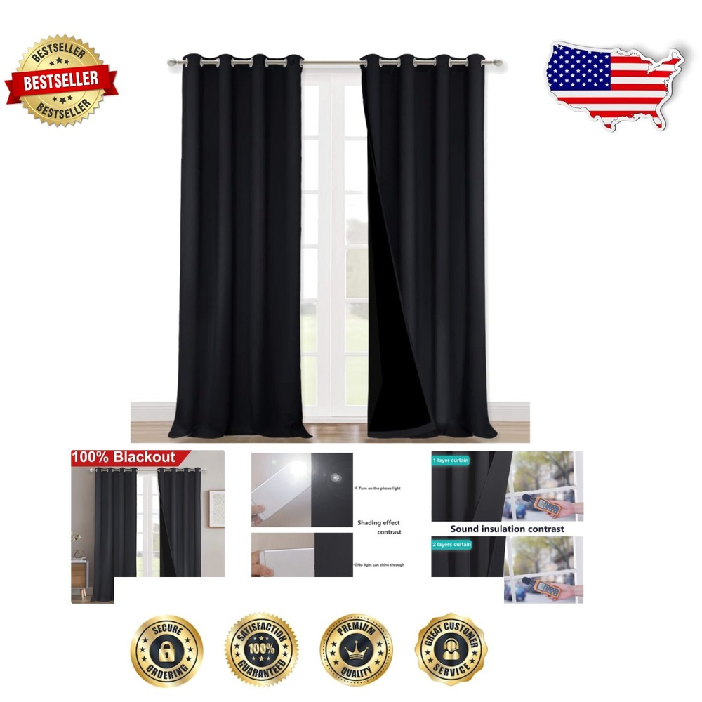 Heavyweight Blackout Curtains with Thermal Insulation - 52
