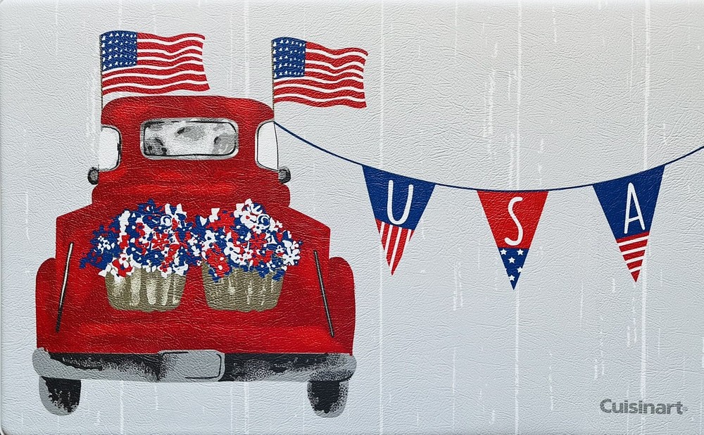 Cuisinart Anti-Fatigue Kitchen Mat 18x30 Patriotic USA Flag Truck Design