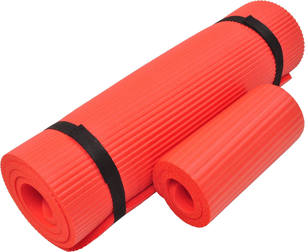 1/2-Inch Thick Non-Slip Yoga Mat with Knee Pad & Carry Strap