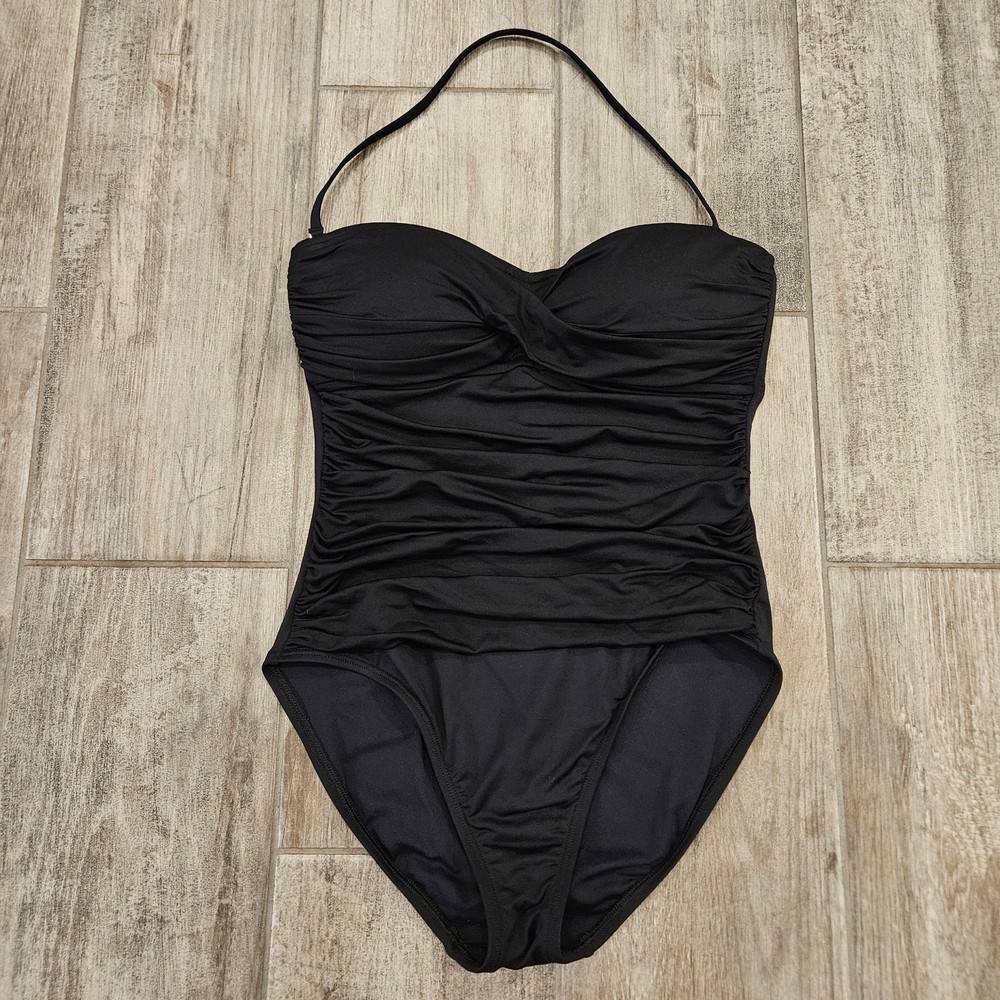 La Blanca Swimsuit Womens 6 Island Goddess Ruched Front Bandeau One Piece FLAW