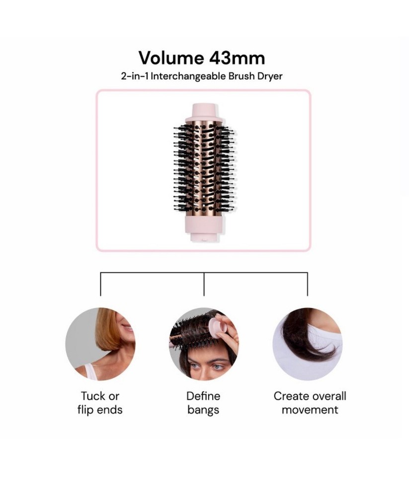 NEW/SEALED L'ange Max Volume 43 mm 2 in 1 Brush Dryer Attachment Barrel Pink