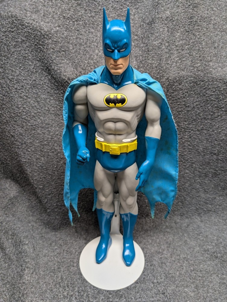 Vintage 1988 Batman Action Figure with Blue Cape DC Comics 15 Inch Includes Stand  