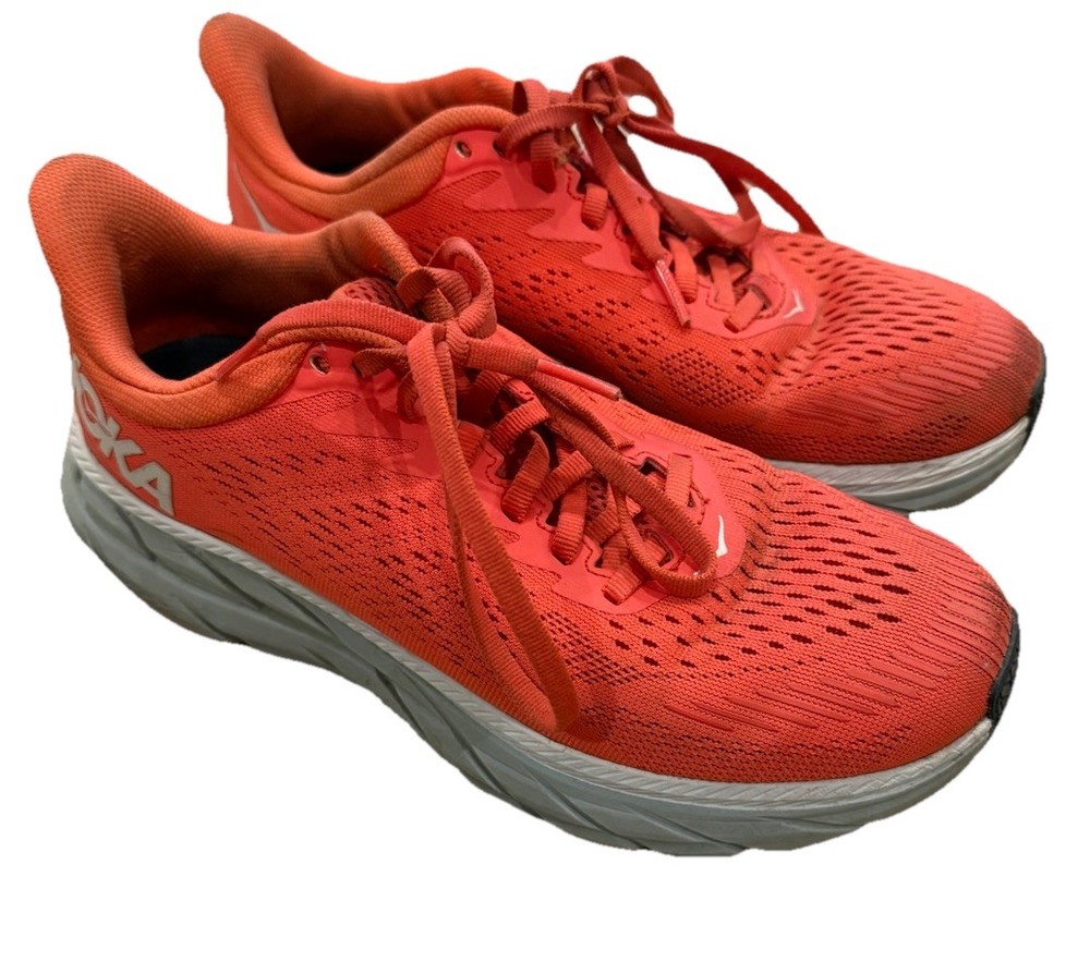Hoka One One Women's Clifton Edge Hot Coral Women’s Size 6.5 Gym Running Shoes