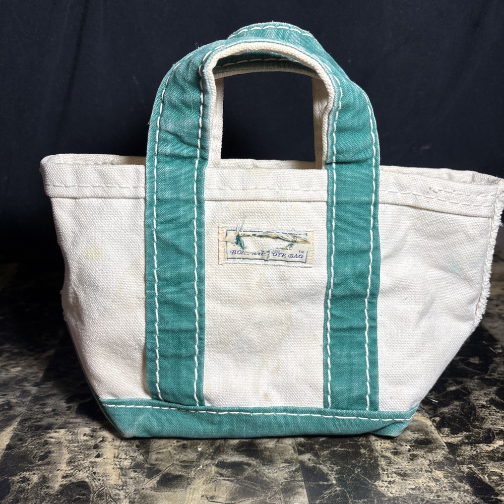 L.L. Bean Boat & Tote Mini Hand Bag Men Green Vintage 70s 80s Rare Used Micro