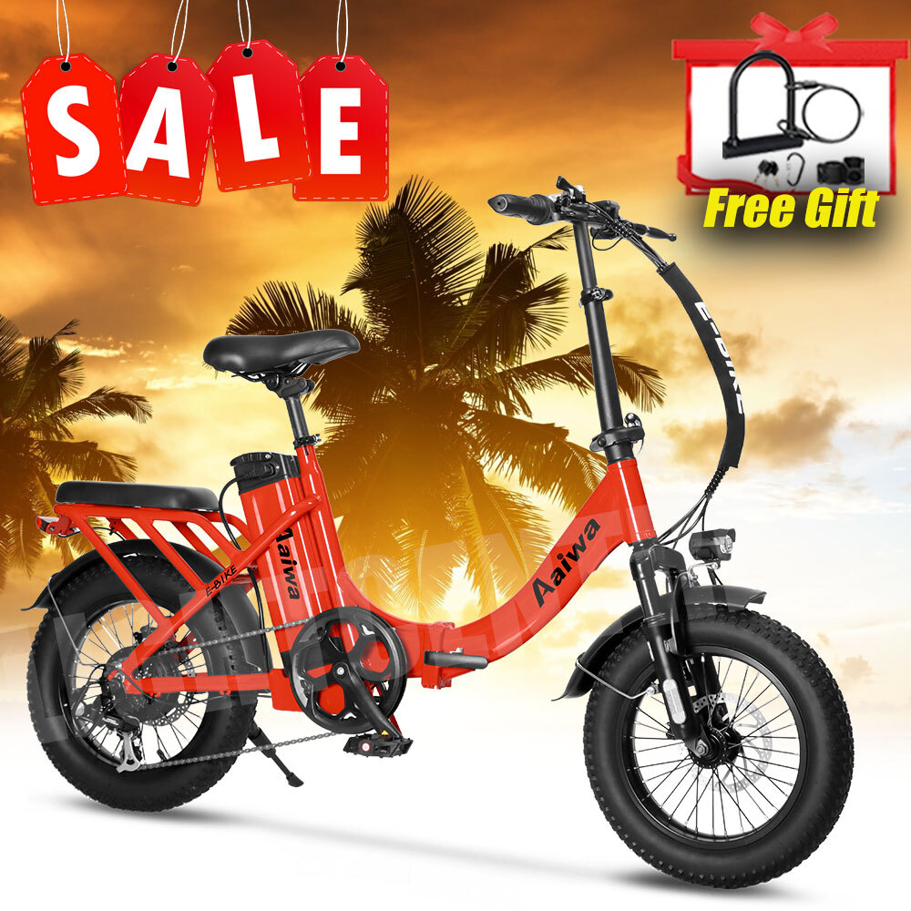 Aaiwa 750W 16 Fat Tire Folding Electric Bike for Adults 36V Beach City Ebike