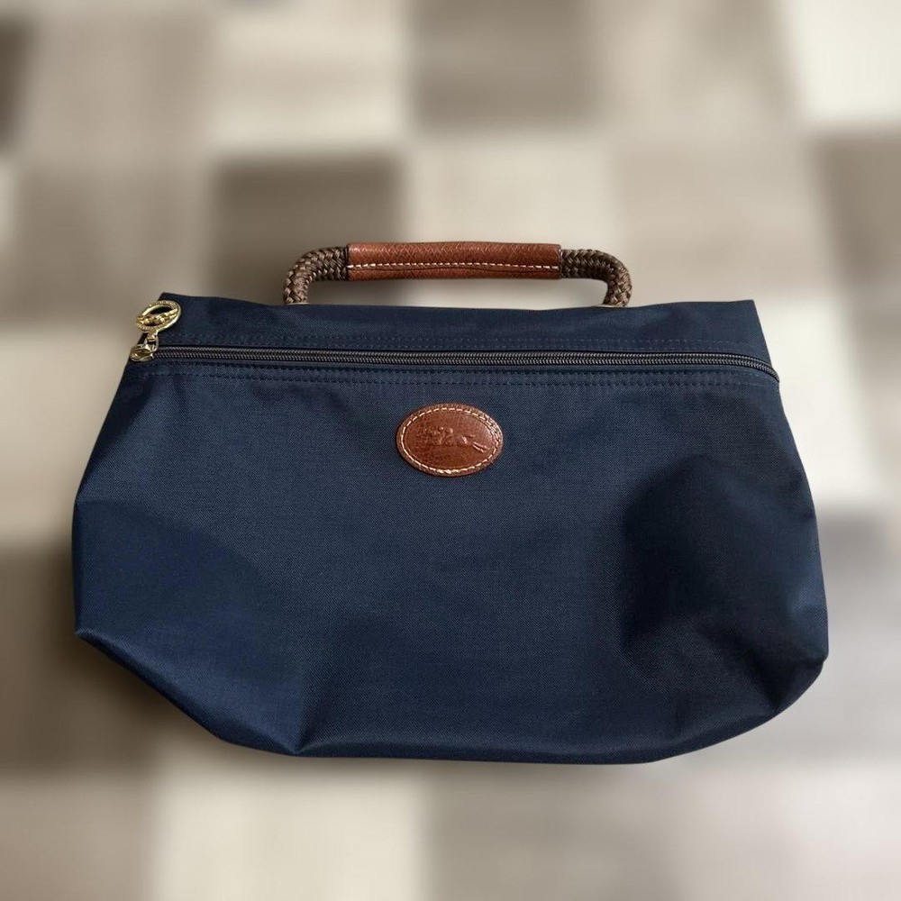 Longchamp Navy Mini Handbag Excellent Condition Pouch Nylon Bag 28a