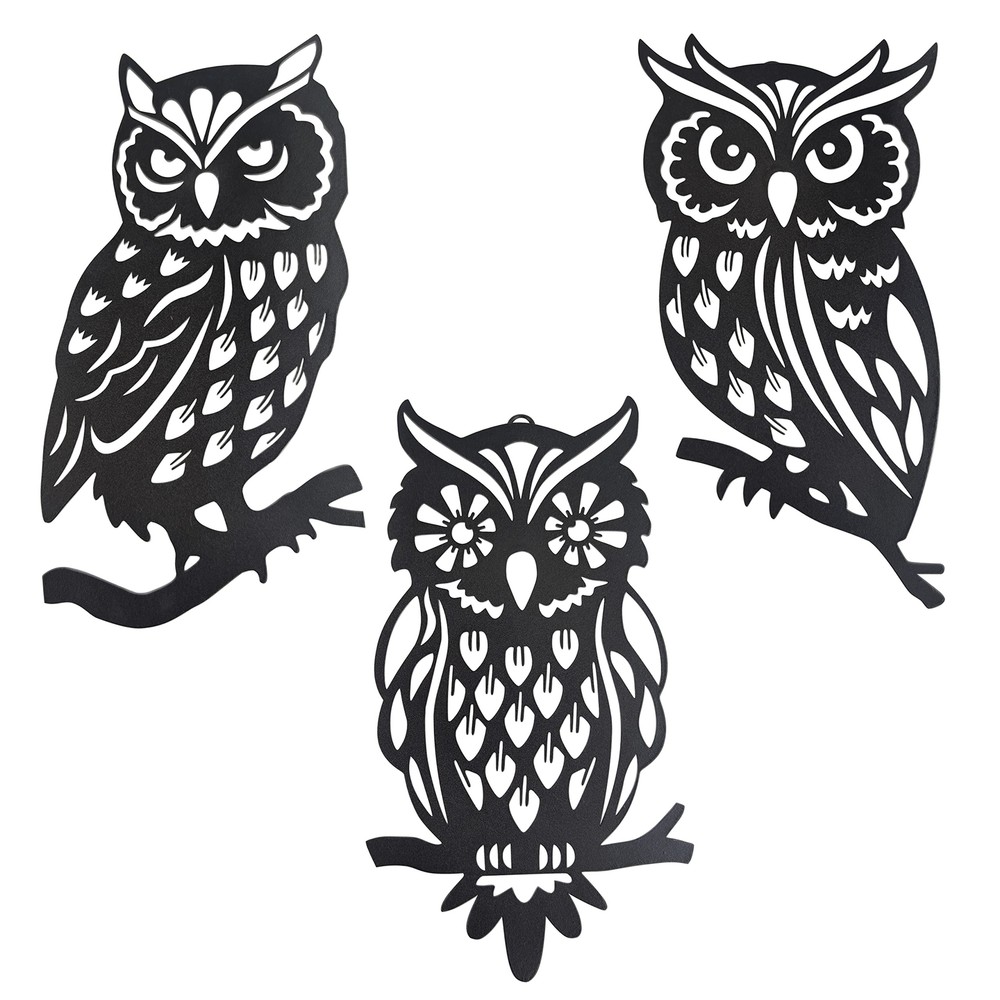 Metal Owl Wall Decor 3 Pieces Black Owl Wall Art for Farmhouse Home Office Li...