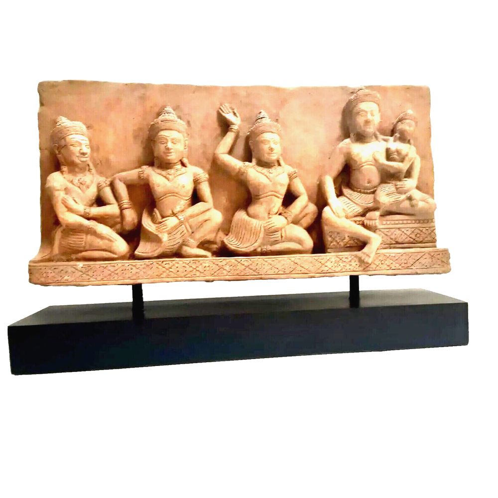 Museum Piece: Vintage Carved Sandstone Slab on Stand | Limited Time Off-image