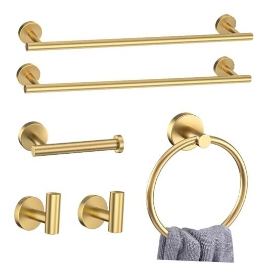 Brushed Gold 6 Pieces Bathroom Hardware Accessories Set Towel 6pcs Brushed Gold