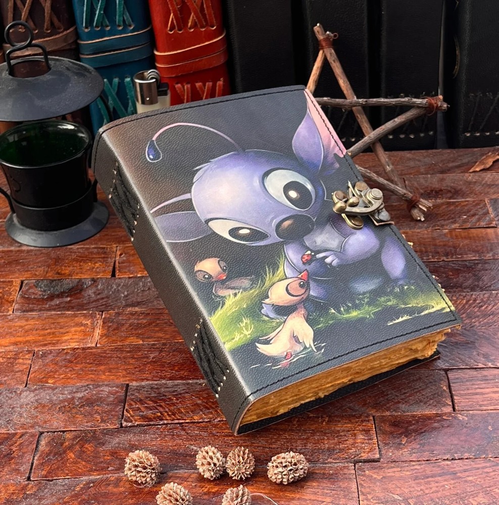 Stitched printed leather journal notebook - perfect Christmas gift for kids