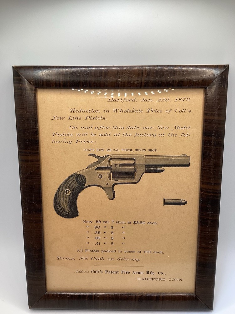 antique 1876 Colts new .22 Cal 7 shot Pistol Advertisement centennial campaign