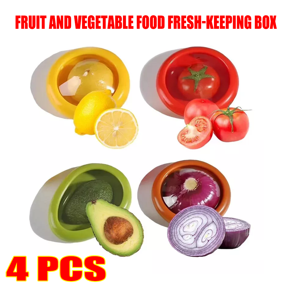 4 PCS Silicone Reusable Storage Set Fruit Vegetable Shaped Savers Storage Box