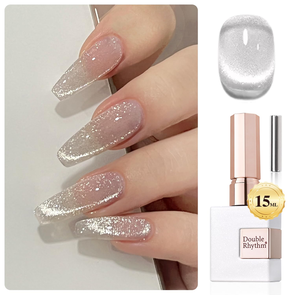 0.5oz Cat Eye Gel Polish with Magnet 15ML Holographic Glitter Shimmer Translucent