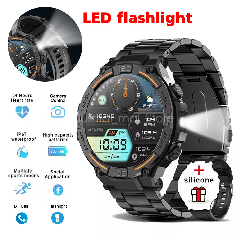 Bluetooth Smart Watch with LED Light Waterproof Fitness Tracker Health Monitor