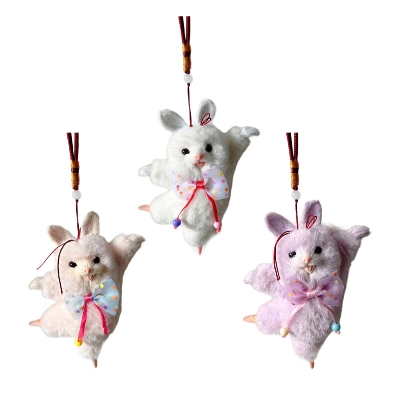 Dancing Rabbit Plush Keychain Charm for Bags and Keys  