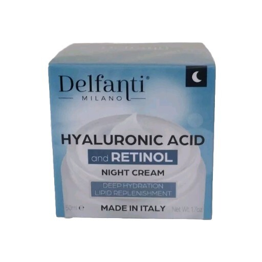 Delfanti Hyaluronic Acid and Retinol Night Cream Deep Hydration w/ Lipids 1.7 oz