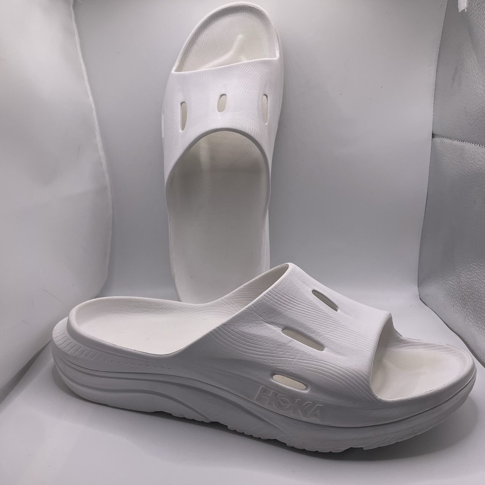 Hoka One One Recovery Slides Men's Size 13 White Summer Beach Comfort Slip On