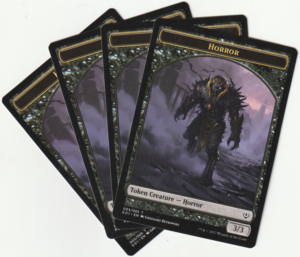 4 MTG Horror/Zombie Double Card Token Playset – E01/EN – NM/EX Condition