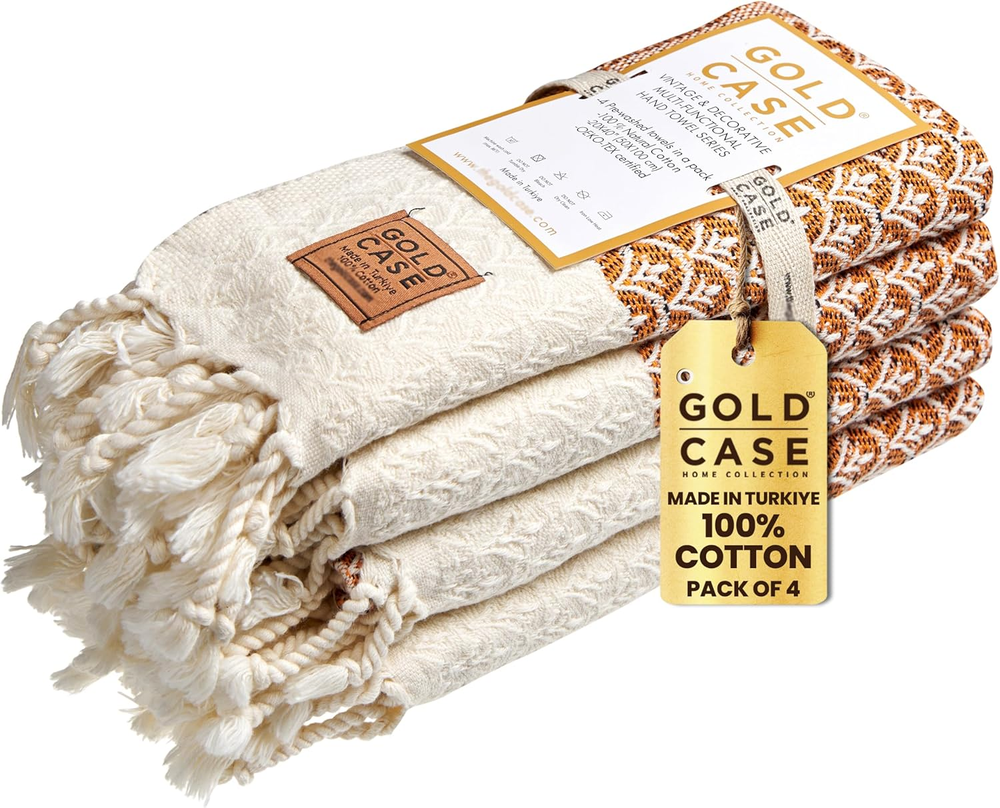 Luxury 100% Cotton Turkish Bathroom Hand Towels Set of 4 by Helen