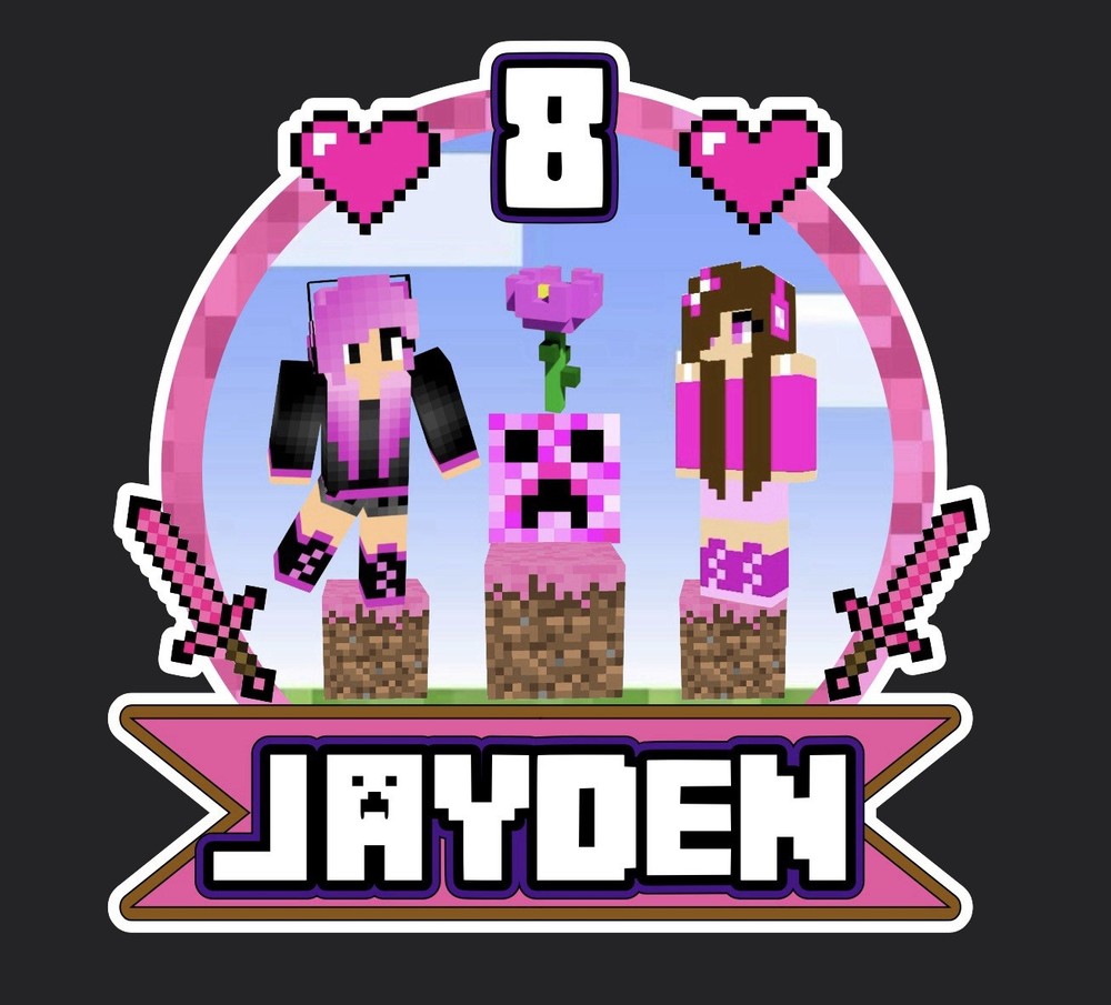 Custom Minecraft Girl Cake Topper for Cute Themed Parties