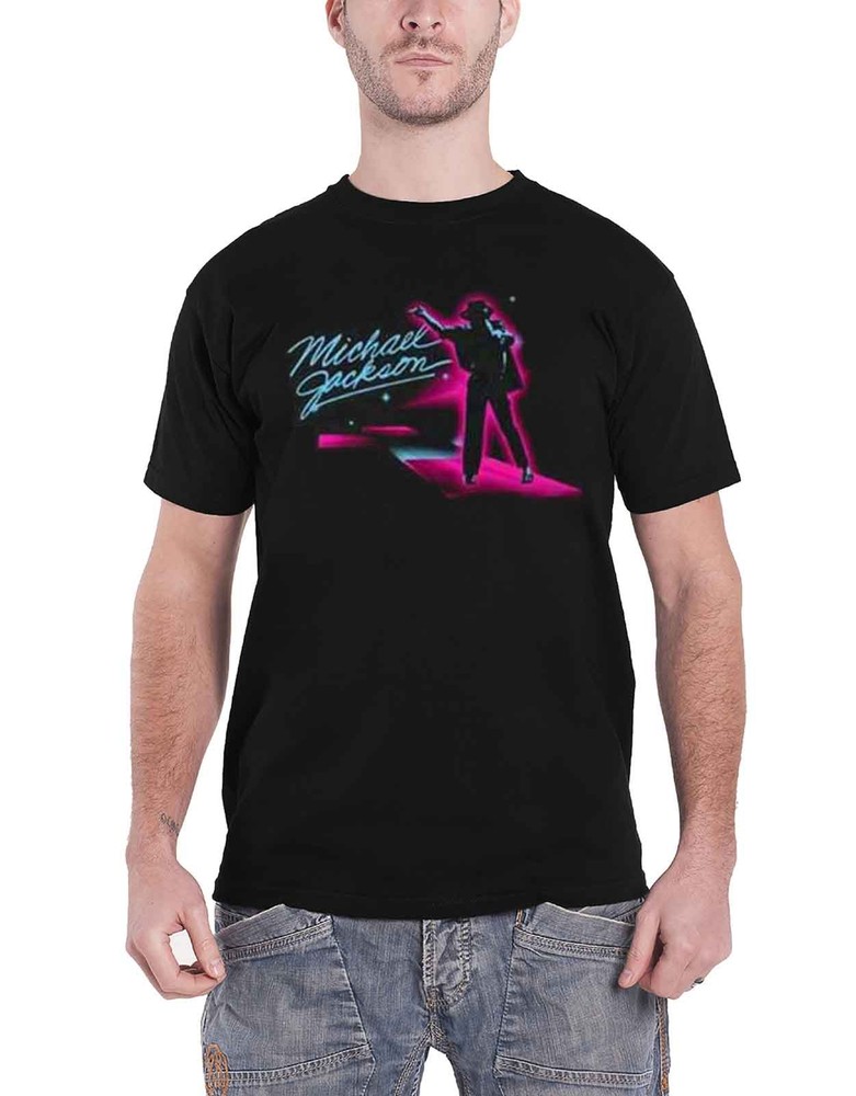 Michael Jackson Neon Billie Jean Pose Official Unisex Black T-Shirt