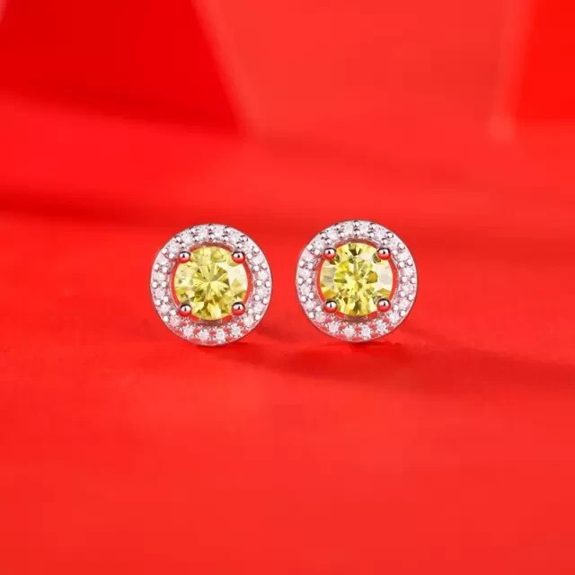 2Ct Round Simulated Citrine Wedding Stud Earrings in 14K White Gold
