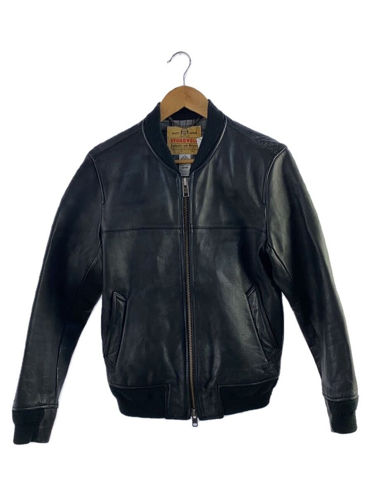 Stonewold Black Leather Blouson Jacket for Men - Size M - Style 30604654001 1266