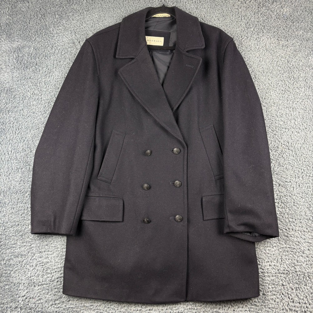 Gloverall Men's Navy 44 Oversized Peacoat 75% Wool Double Breasted Reefer Coat Made in England