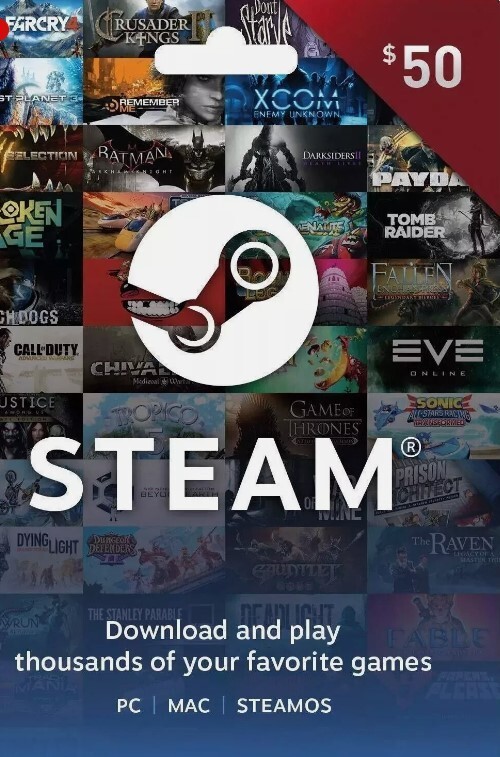Steam Gift Card Pc Prepaid Giftcard Game Card Game Gift Card $50-image