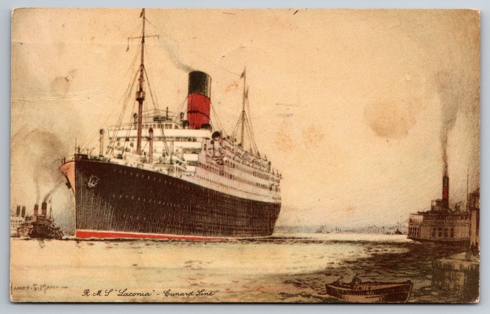 C1930 Laconia Cruise Ship Fire Destroyed 1963 Amsterdam Postcard