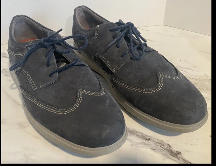 CLARKS Blue Suede Oxford Shoes UnByner Way Wingtip 26120231 Men’s Size 13 US