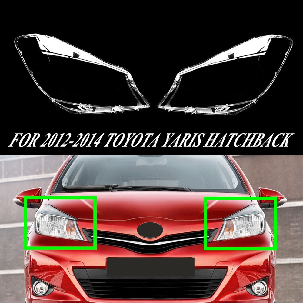 For 2012-2014 Toyota Yaris Hatchback Transparent Headlight Cover Pair Light Lens