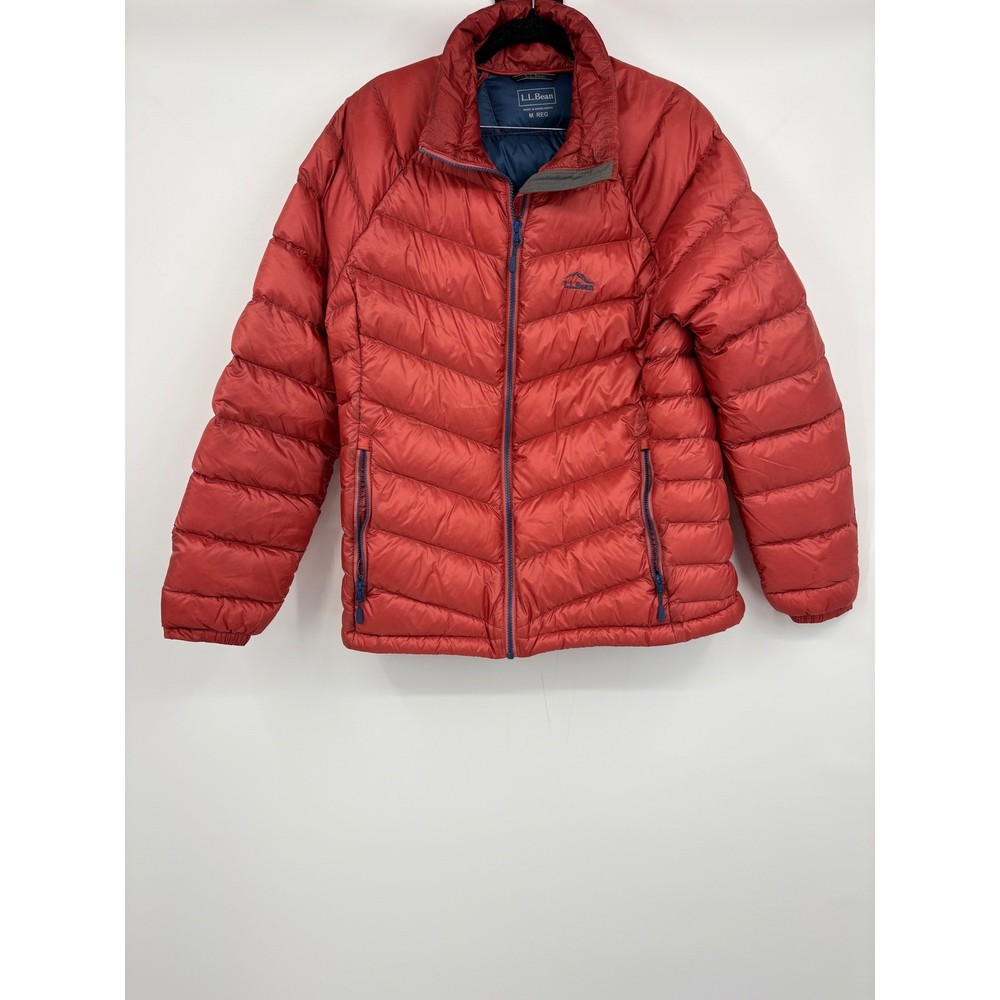 LL Bean Mens Ultralight 850 Down Jacket Red Puffer Pertex Quantum M REG