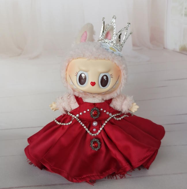 (No Dolls) Compatible Red Princess Dress For LABUFU Crown Skirt Replace Clothes
