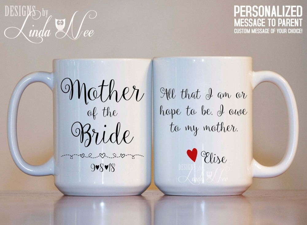 Mother Of The Bride Gift Personalized Wedding Message To Mom Gift Custom Mug For